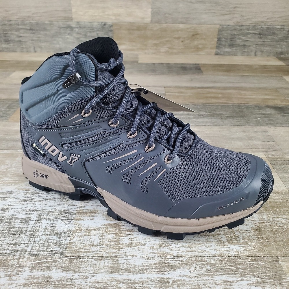 Inov-8 Roclite G 345 GTX V2 Women Hiking Shoe Sz 8.5 Graphite Taupe Mesh Lace Up